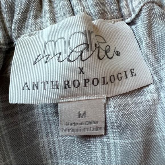MARE MARE X ANTHROPOLOGIE Strapless Button Down Tie Front Top Grey Size Medium - Picture 6 of 7